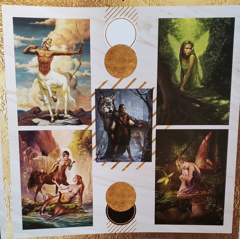 Fantasy Centaur Wolf Fairy Wall Art Poster Print